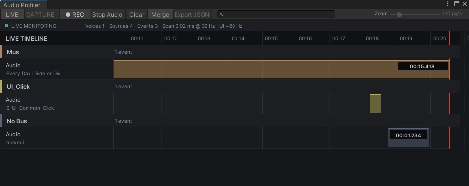 Audio Profiler Timeline 界面